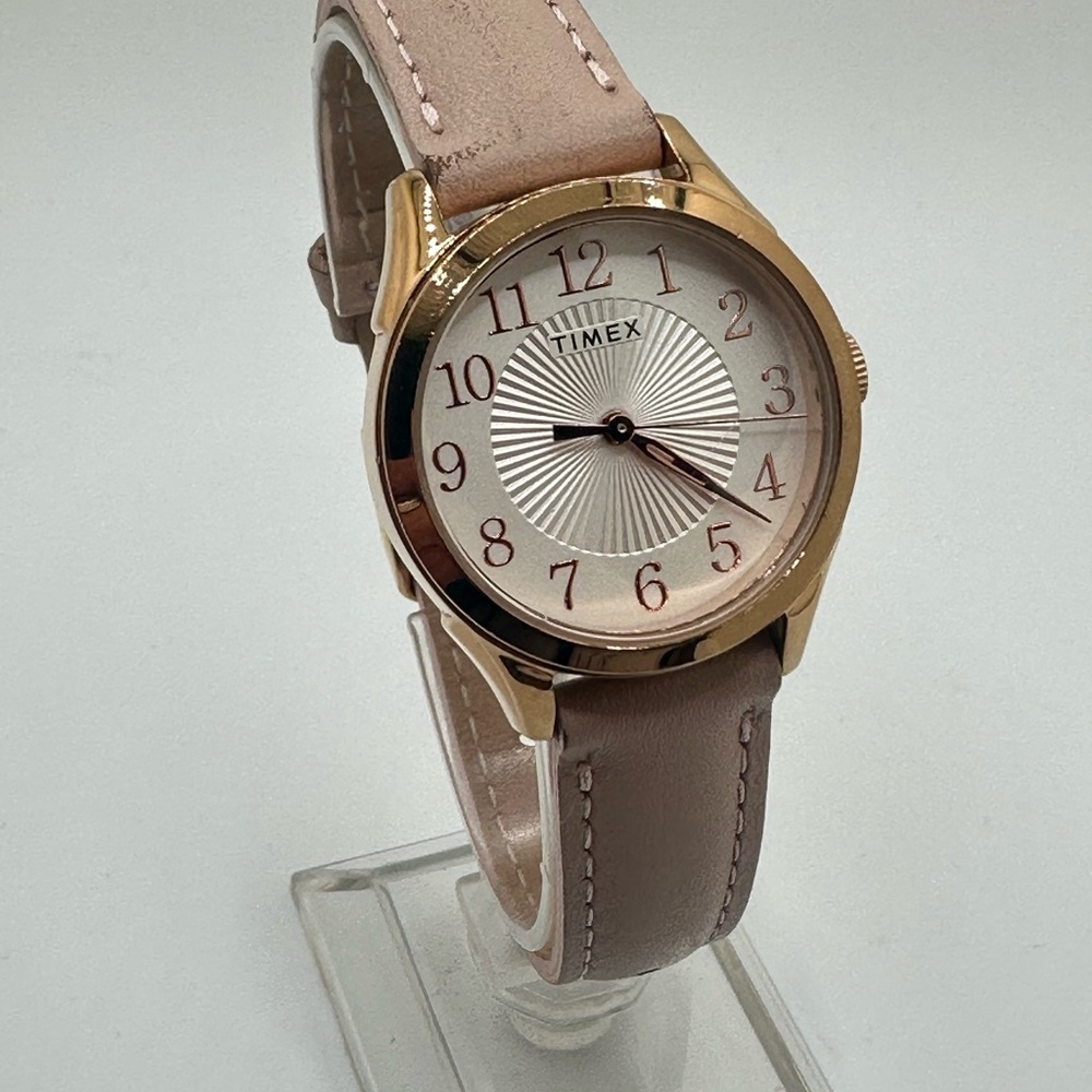 Women’s Timex Quartz Watch Gold Tone And Pink Strap - Picture 3 of 10